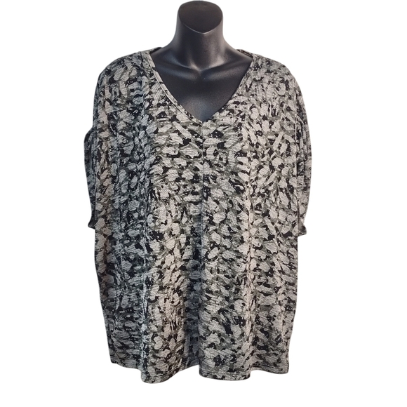 Simply Vera Vera Wang Top Blouse Women's Multi Color Tie Shoulder Stretch Sz XXL - Picture 1 of 8